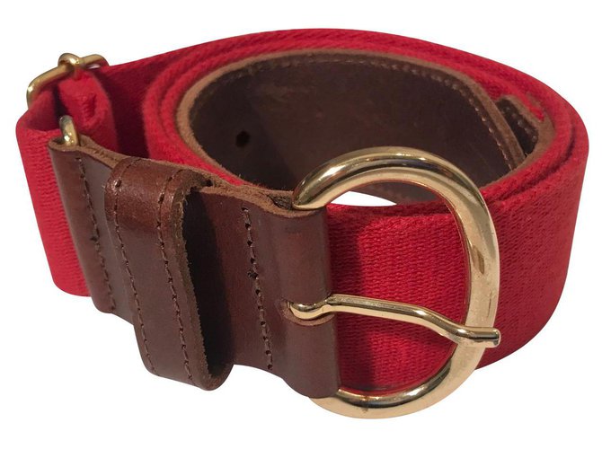 Massimo Dutti Belts Brown Red Leather Cotton  ref.133030