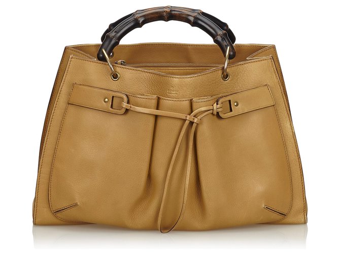 Gucci Brown Bamboo Leather Handbag Light brown  ref.133046
