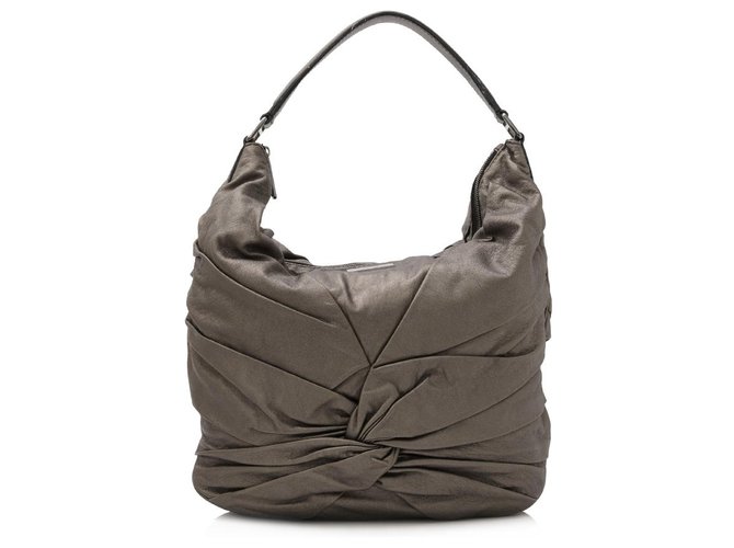 Burberry Black Pleated Leather Hobo Bag  ref.133059