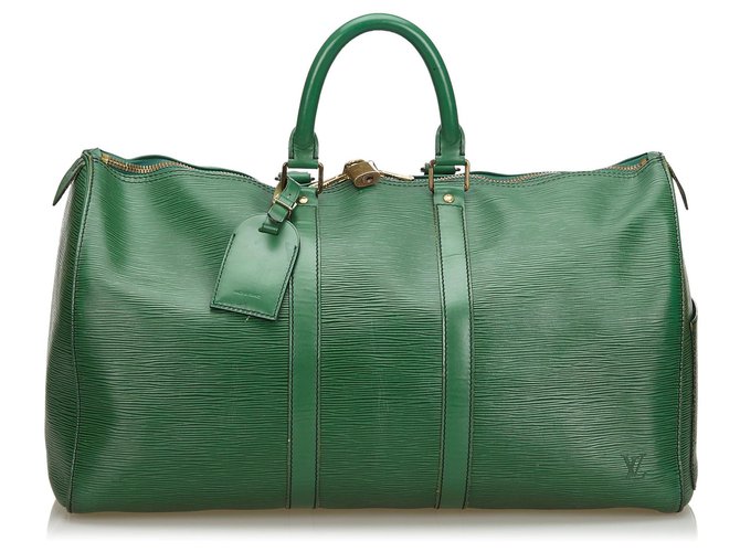 Louis Vuitton Green Epi Keepall 45 Verde Cuero  ref.133065