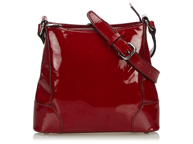 Burberry red online patent handbag