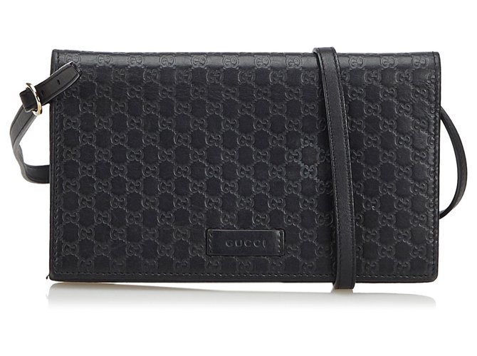 Gucci Black Microguccissima Long Wallet on Strap Leather  ref.133082