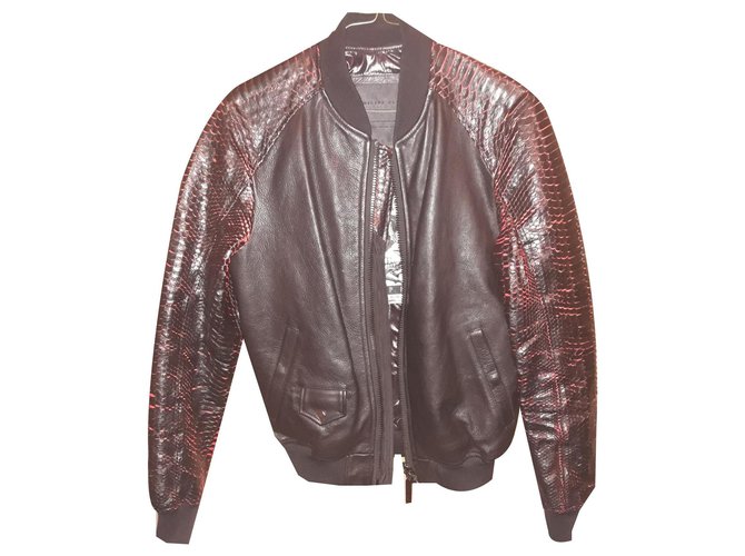 Philipp Plein Pythonjacke mit Ärmeln Schwarz Rot