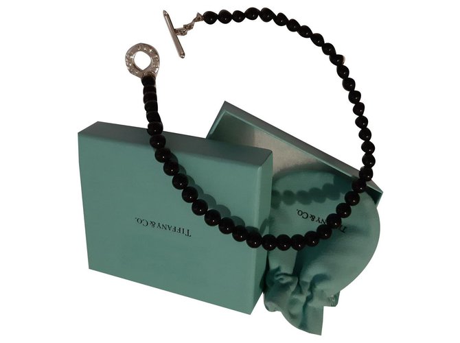 Tiffany & Co necklace Black Silver  ref.133104