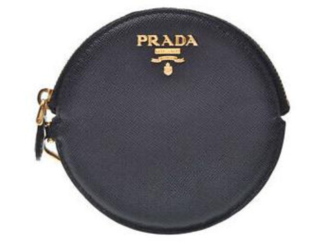 Prada Round Coin Case Black Leather  - Joli Closet