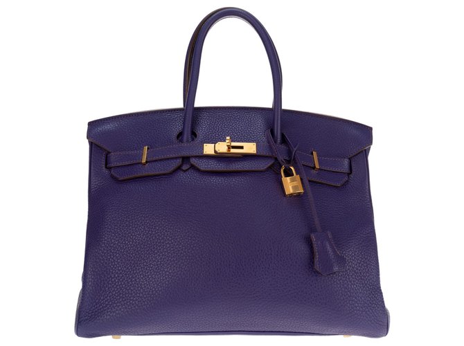 Hermès Birkin 35 en cuir Togo violet, accastillage doré, stamp O (2011) en très bon état !  ref.133175