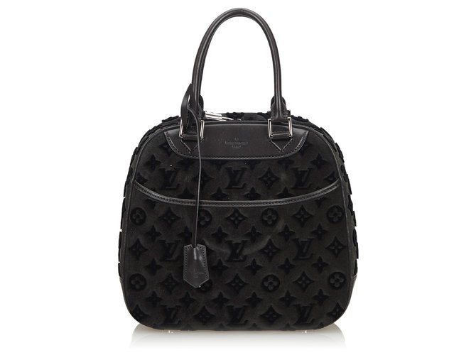 Louis Vuitton Black 2013 Monogram Tuffetage Deauville Cube Suede Leather  ref.133247