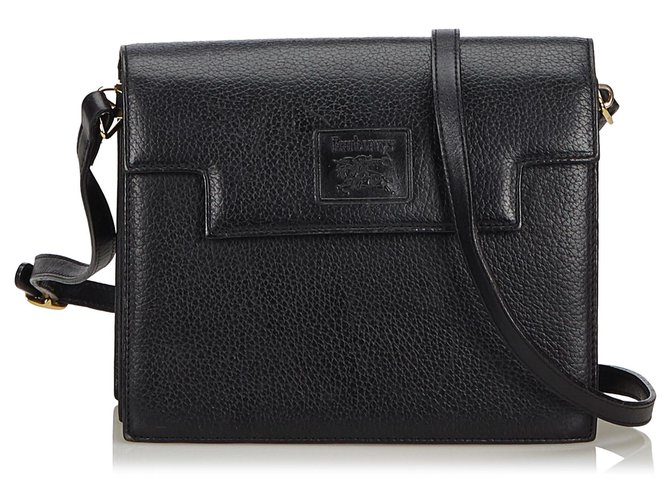 Saco de couro preto Burberry Crossbody  ref.133253