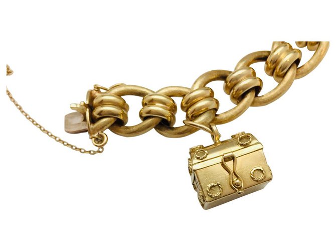 inconnue Bracelet breloques en or jaune et pierres de couleurs.  ref.133302