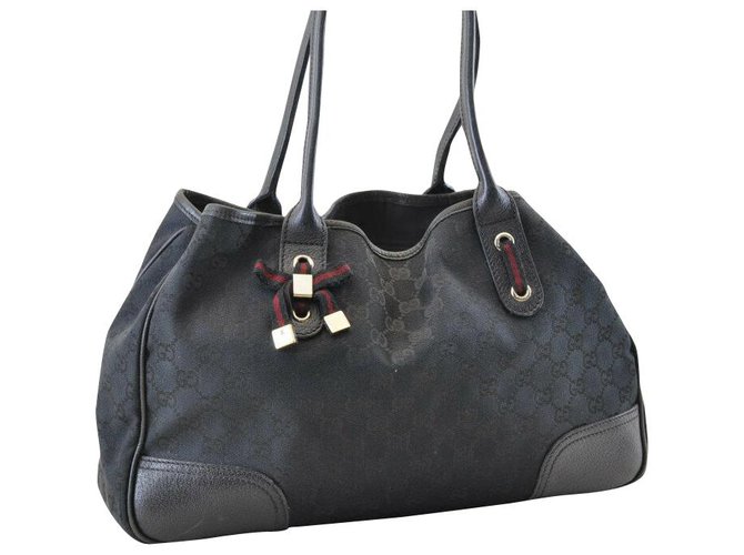 Gucci Sherry Line GG Hand Bag Black Cloth  ref.133324