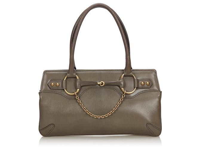 Gucci Gray Horsebit Leather Handbag Grey  ref.133408