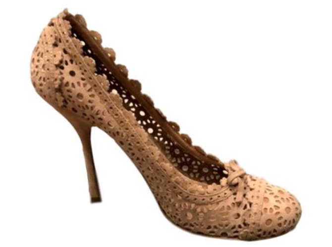 Alaïa Azzedine Alaia Shoes tamanho excelente condição 39,5 Bege Pele de cordeiro  ref.133421