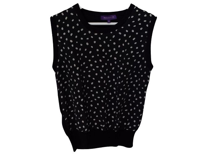 Autre Marque T-shirt Manoukian de lã e seda preta com bolinhas Preto