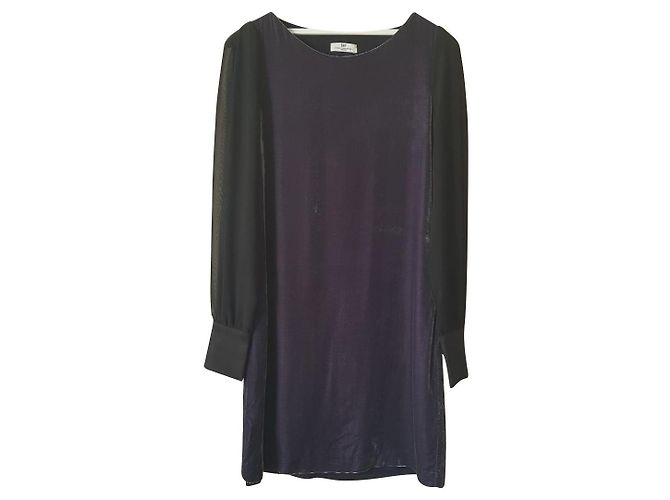 Abito Day Birger & Mikkelsen in seta e rayon viola con maniche nere Nero Porpora