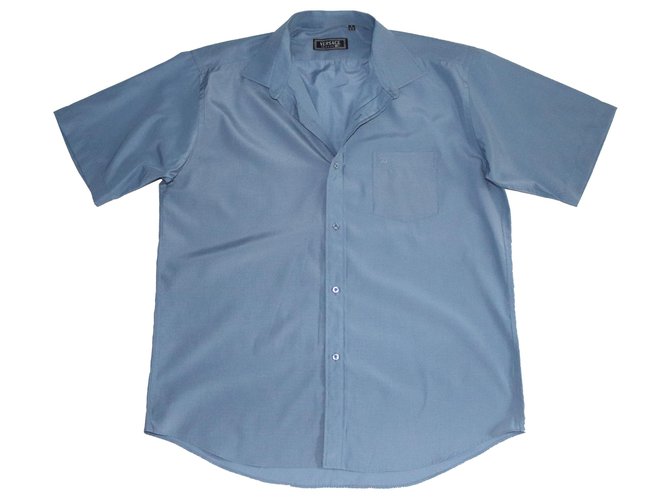 Versace Shirts Blue Cotton Polyester  ref.133494