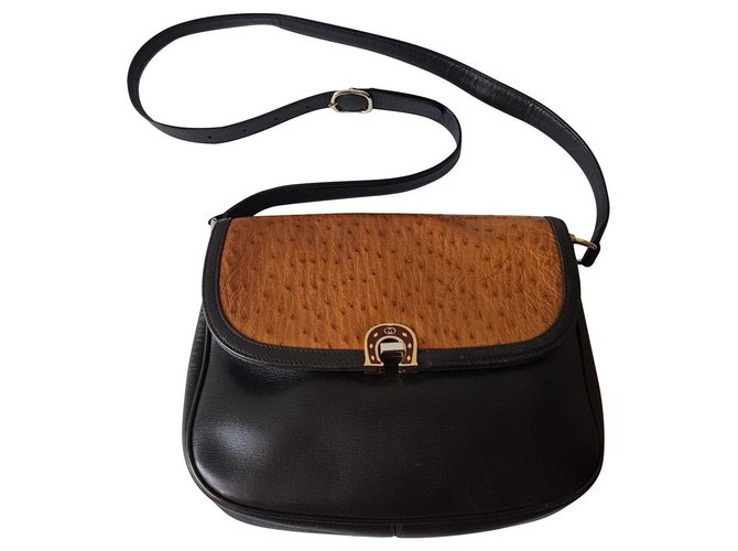 Gucci Handbags Black Caramel Leather  ref.133508