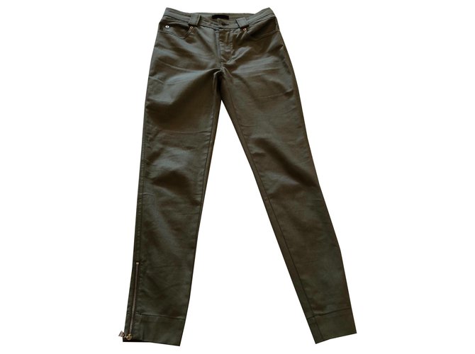 Louis Vuitton Pantalons, leggings Coton Elasthane Kaki  ref.133534