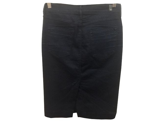 7 For All Mankind Saia lápis denim estiramento Azul marinho