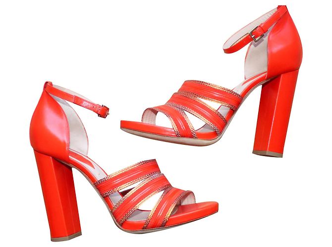 Sandali Elie Saab in pelle rossi Rosso