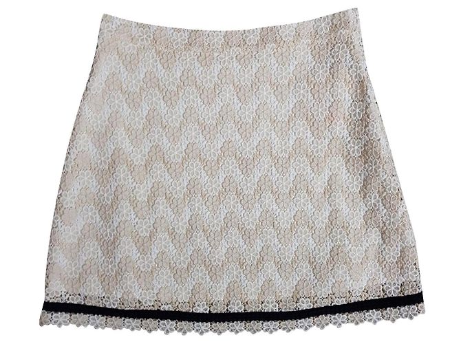 Falda Shirtaporter Blanca y Beige de Algodón Talla 44 Blanco