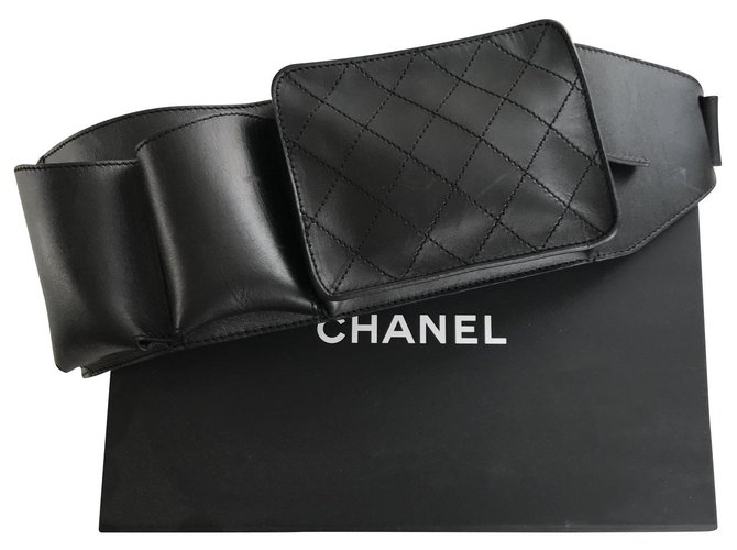 CHANEL BAG BELT BLACK / MODEL RARE Leather  ref.133648