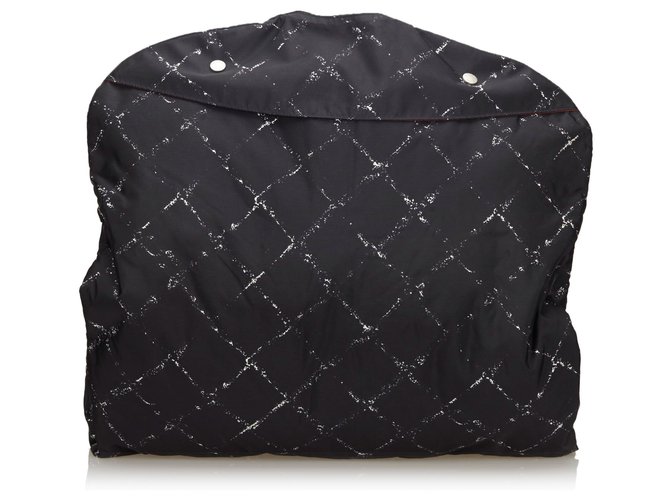 Chanel preto velho linha de viagem Nylon Garment Bag Branco Pano  ref.133714