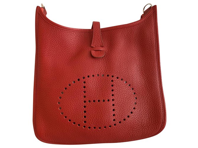 Hermès Evelyne bag 29 Red Leather  ref.133754