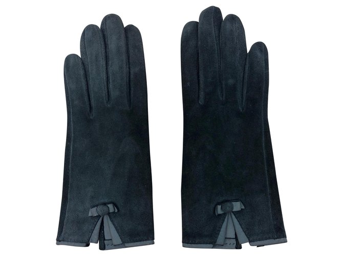 Hermès Handschuhe Marineblau Wildleder  ref.133789