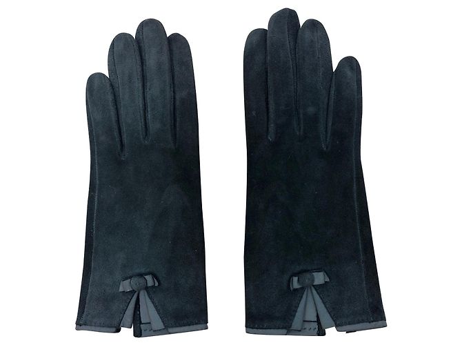 Hermès Handschuhe Marineblau Samtleder