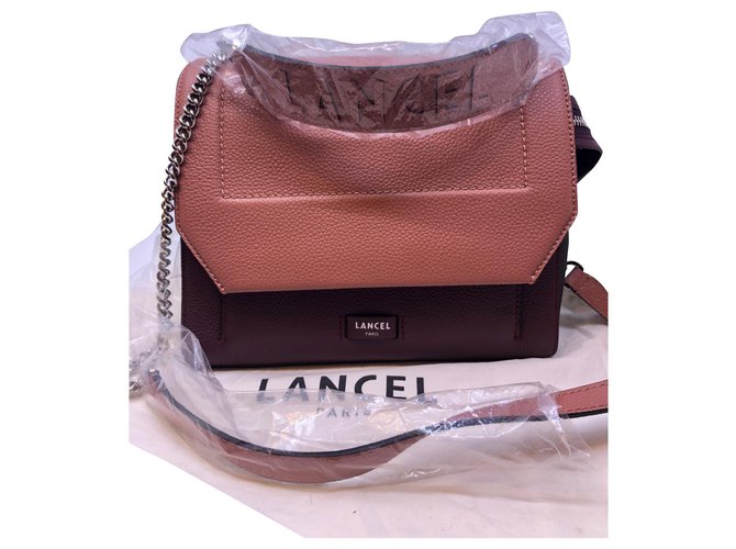 Ninon Lancel bag Black Pink Prune Leather  ref.133793