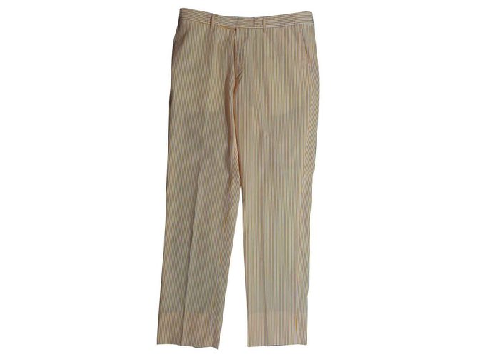 Autre Marque Pantalons Coton Polyester Blanc Jaune  ref.133840
