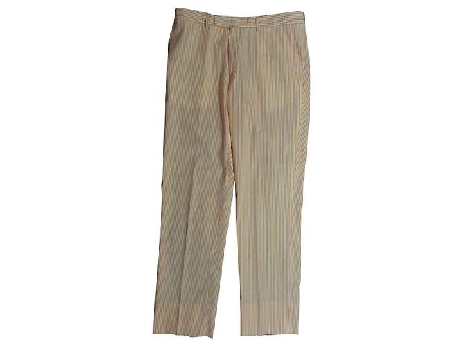 Autre Marque Piombo Hose gelb gestreift Baumwolle Weiß