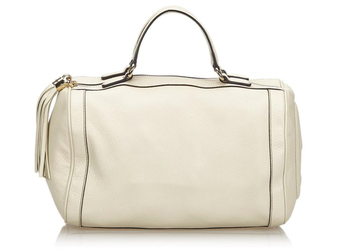 Gucci White Leather Soho Handbag Cream  ref.133916