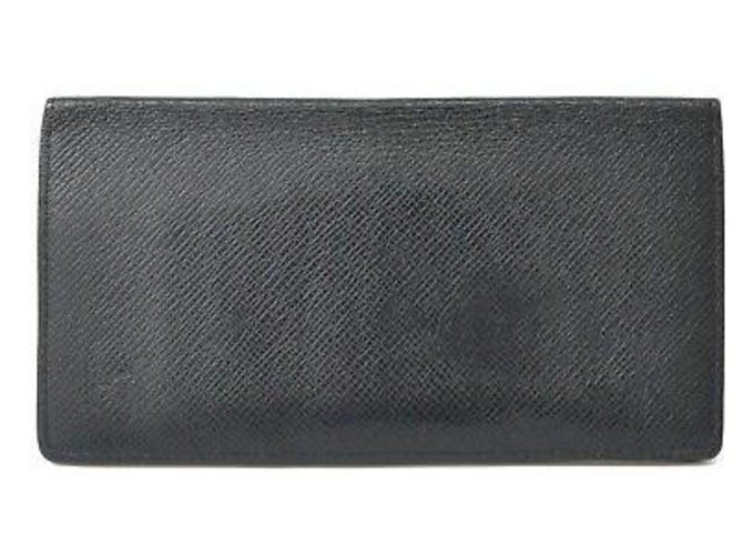 Louis Vuitton Taiga Long Wallet Black Leather  ref.133946