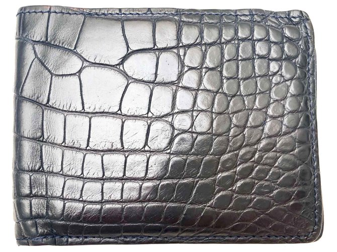 Louis Vuitton Vuitton Crocodile Brieftasche Blau Exotisches Leder  ref.134007