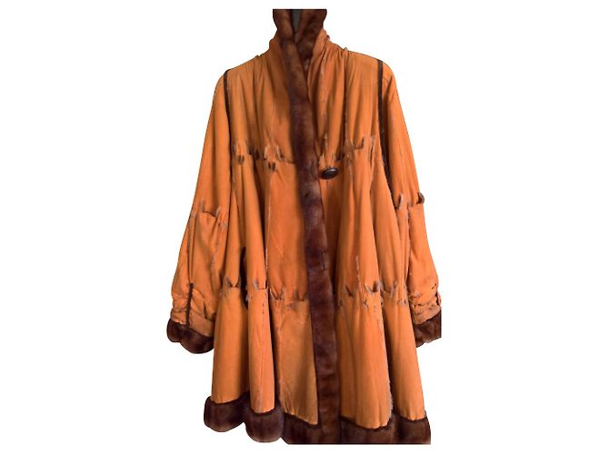 Abrigo de piel de visón Fendi Naranja
