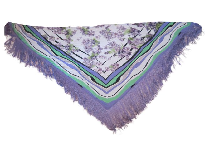 Roberto Cavalli Shawl with fringes Multiple colors Silk  ref.134067