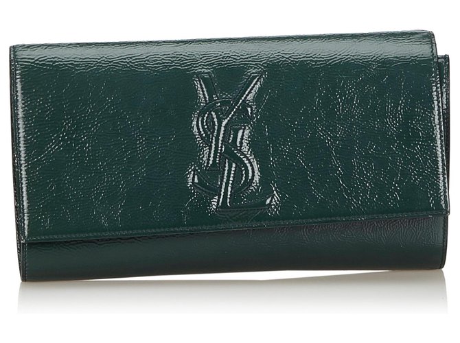 Yves Saint Laurent YSL Green Belle du Jour Patent Leather Clutch  ref.134093