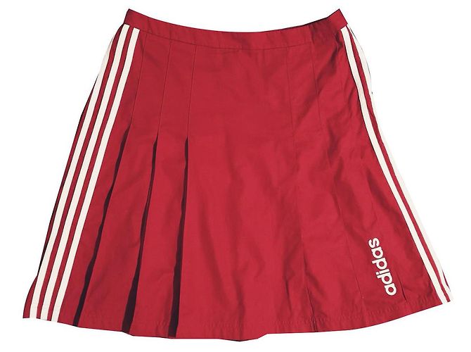 Falda de algodón roja Adidas Blanco