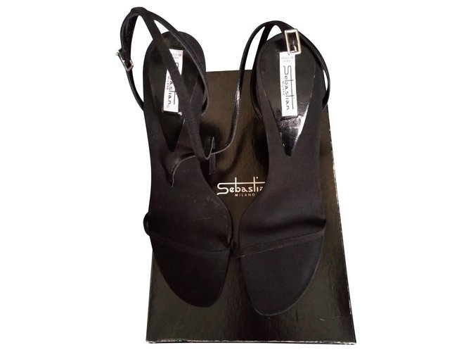 Sebastian Italian Black Sandals Leather  ref.134200