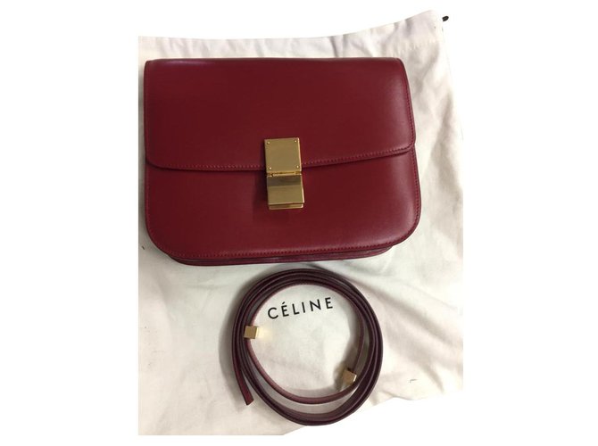 Céline CELINE CLÁSSICO MEDIUM BOX BAG RED Vermelho Couro  ref.134203