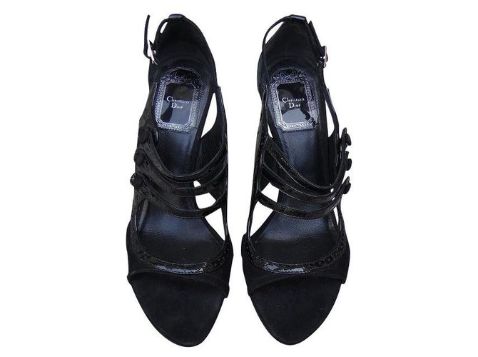 Dior sandali Nero Pelle Pelle verniciata  ref.134261