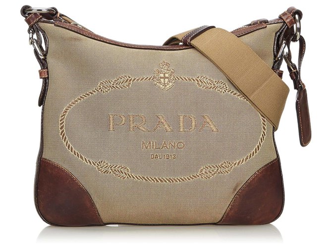 brown prada canvas bag