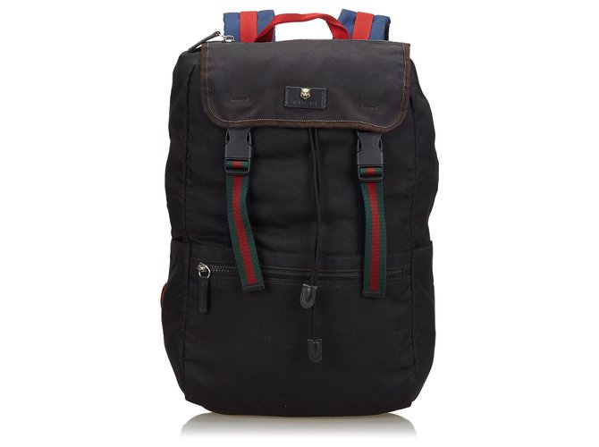 Gucci Black Techno Web Canvas Backpack Multiple colors Cloth Cloth  ref.134274