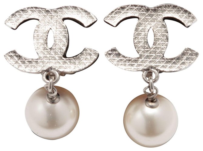 authentic chanel logo earrings