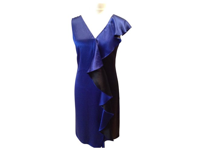 Diane Von Furstenberg Drapiertes Kleid aus gekräuseltem Satin Blau  ref.134357