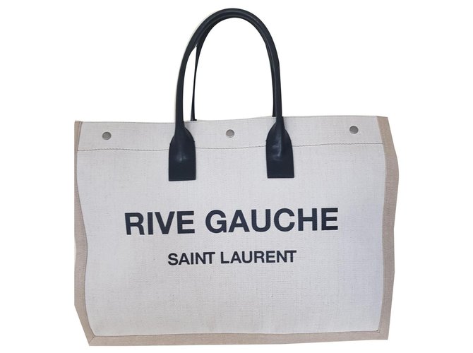 YVES SAINT LAURENT Cabas Rive Gauche Leather Tote Bag Black