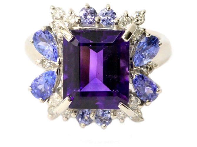 Autre Marque Anello con diamanti in amanite tanzanite senza marchio Blu  ref.134492