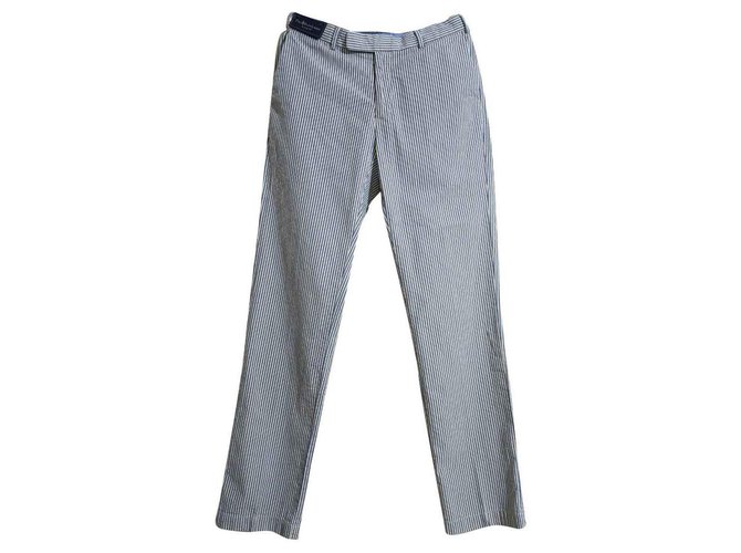 Polo Ralph Lauren Pantaloni Bianco Blu Cotone  ref.134506