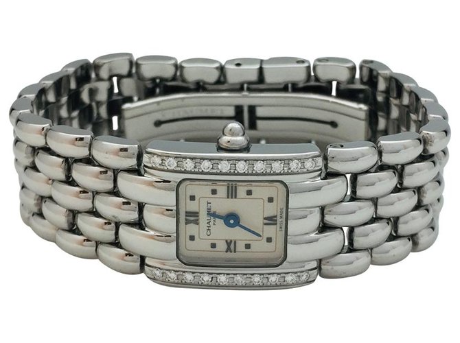 Relógio modelo "Khésis" Chaumet em aço, diamantes.  ref.134524